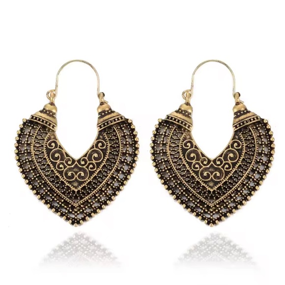 Jewelry - Vintage Boho Floral Hoop Earrings Hollow Statement Party Jewelry